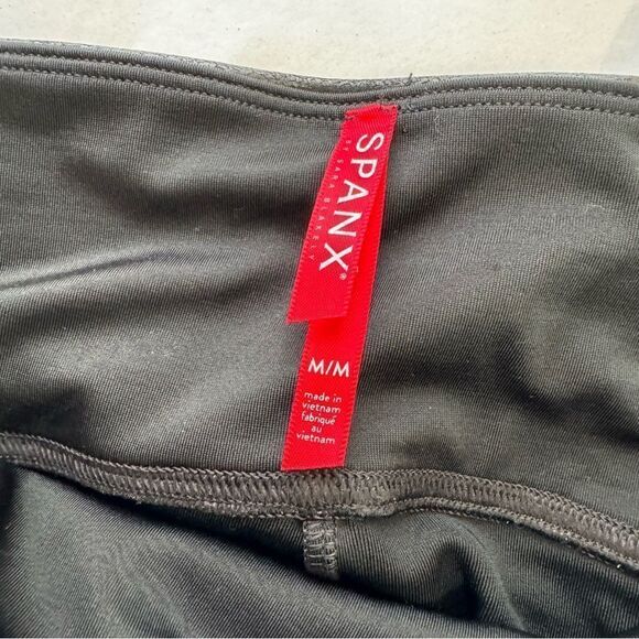 SPANX Side Stripe Tummy Control High Waist Faux Leather Leggings - Picture 6 of 7